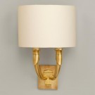 French Horn, US, Brass, shown with 11” Crescent Gardenia Linen Lampshade.  Lampshade  sold separately.