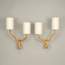 Twig Wall Light, Standard, Gilt.  Shown with 4" long Half White Card Lampshade, sold separately.