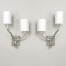 Twig Wall Light, US, Nickel.  Shown with 4" long Half White Card Lampshade, sold separately.