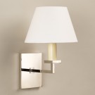 Norfolk Wall Light Nickel.  Photographed with 7" Empire Lily Linen Lampshade.  Lampshade sold separately.