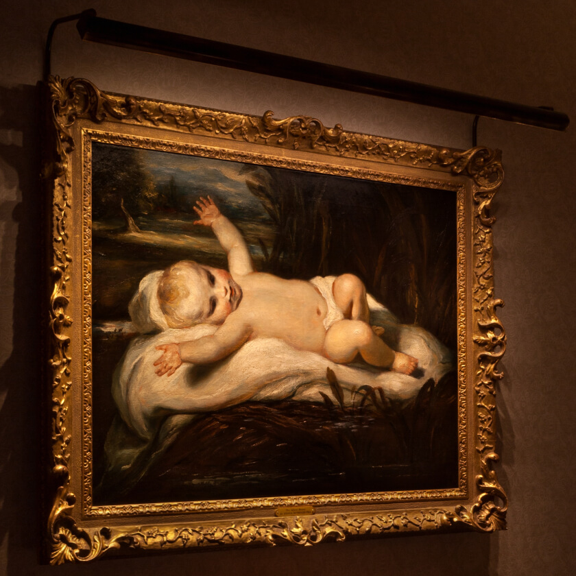 ArtView LED picture light lighting a painting of The Infant Moses by Joshua Reynolds