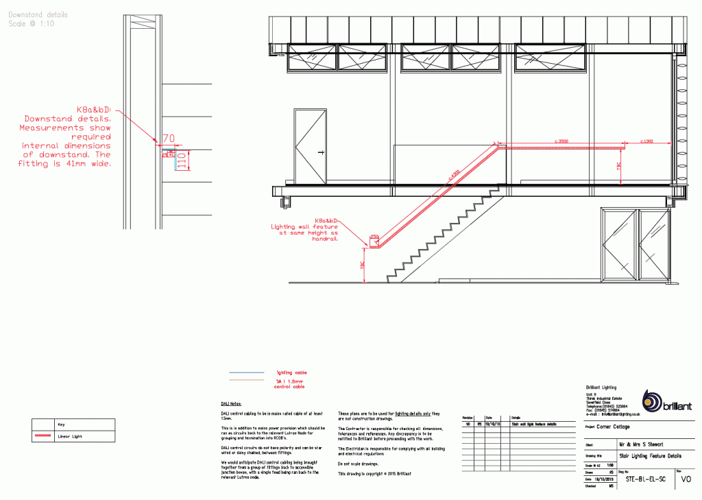 Stair lighting feature detailing drawing