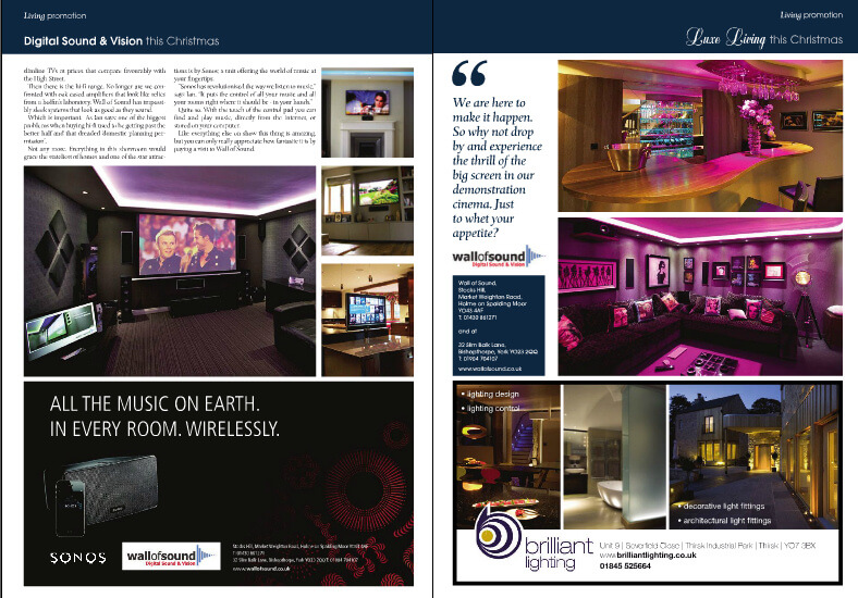 Wall of Sound feature in Yorkshire Living magazine
