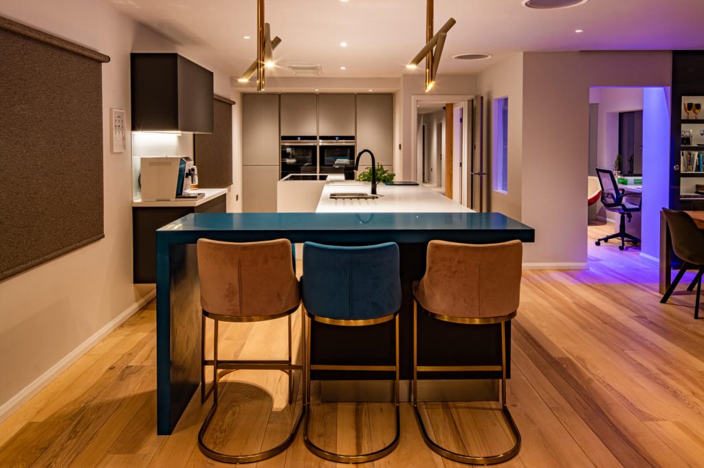 Lighting design for a contemporary, clean-lined kitchen