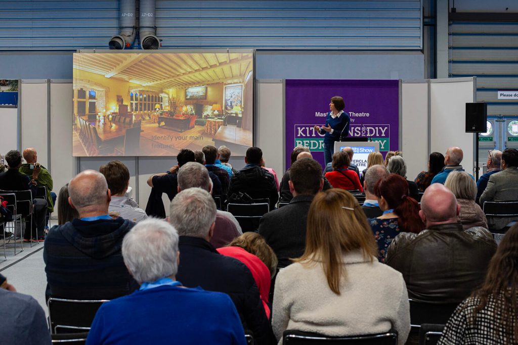 Melanie Shaw delivering a lighting design Masterclass at the Homebuilding Show at the NEC in 2024